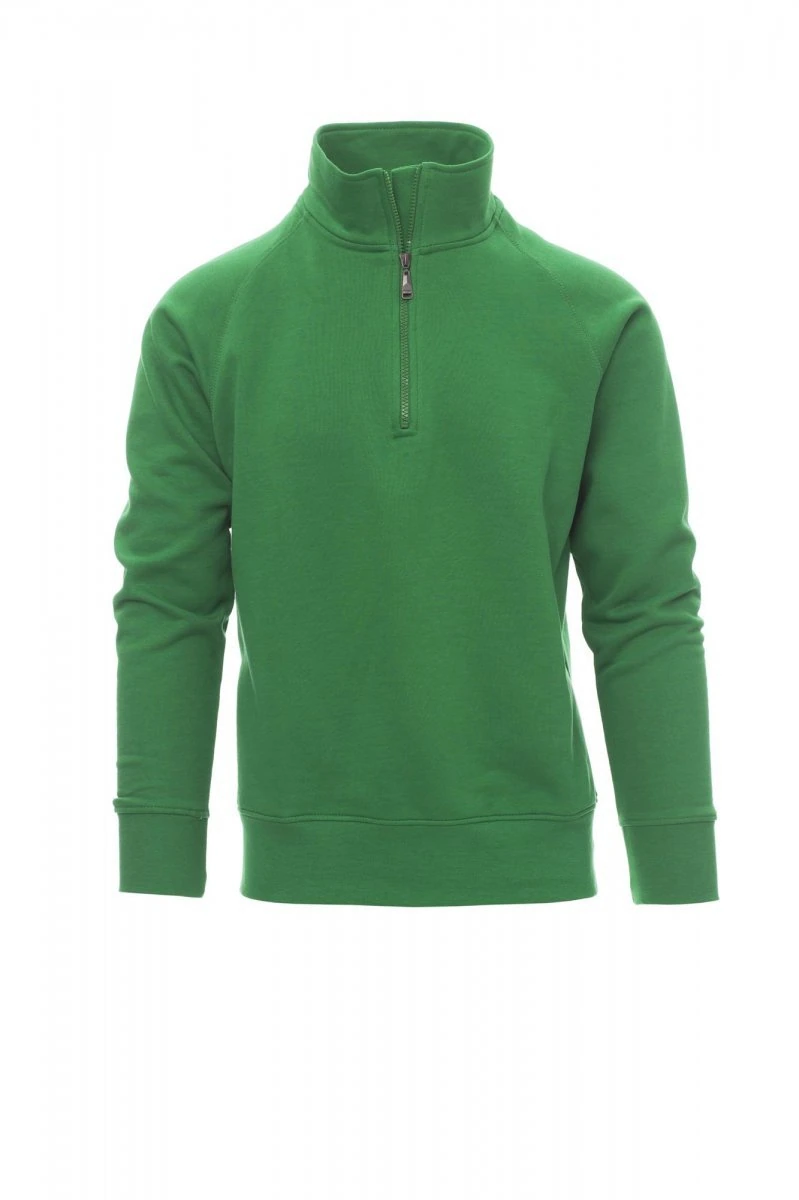 Foto di catalogo della felpa verde Jelly Green Payper Miami+, con collo alto e mezza zip, su fondo bianco.