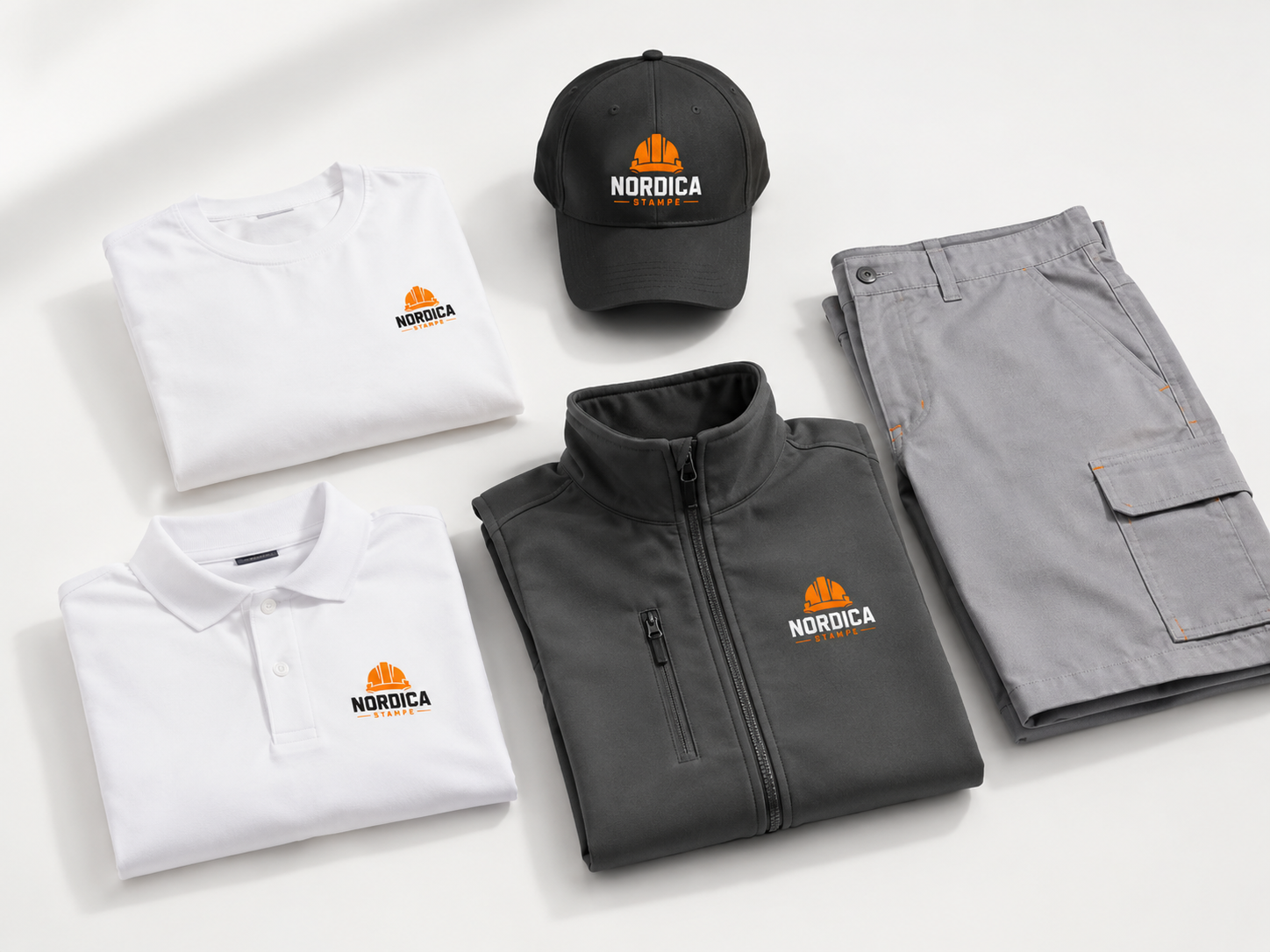 Collezione Nordica Stampe con t-shirt, polo, gilet, cappellino e pantaloni